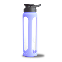 Оптовая портативная бутылка для воды из боросиликатного стекла с силиконовой втулкой